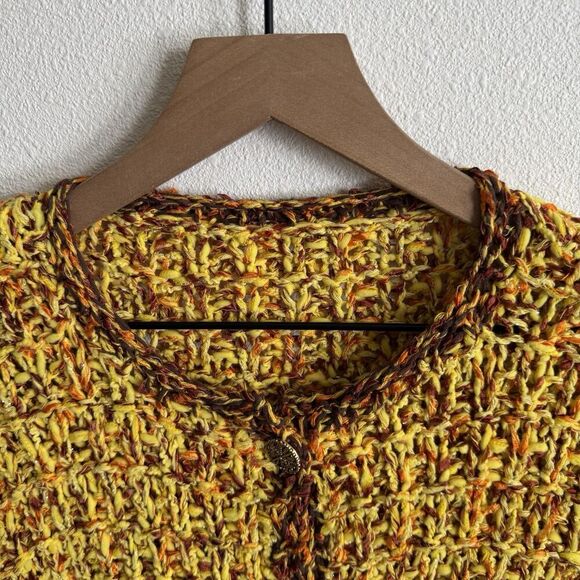 Unbranded Chunky‎ Sweater Womens Medium* Yellow Knit Cardigan Boho Hippie Artsy - Picture 6 of 16